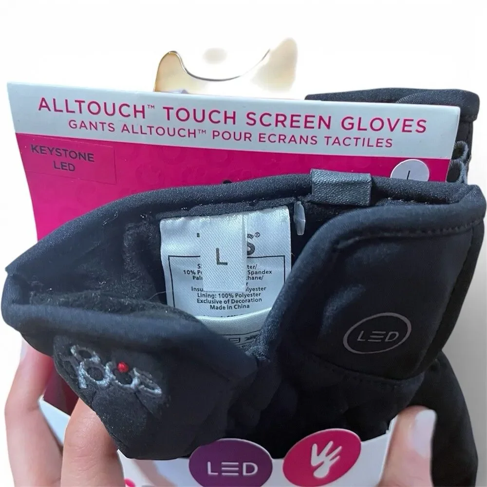 WOMENS 180s KEYSTONE WINTER GLOVES WITH LED LIGHT, SIZE L, NEW W/PACKAGE